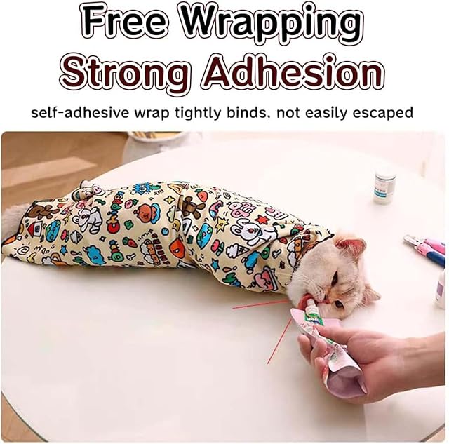 Foto 3 de 7 de Syeefula Cat Grooming Wrap, Cat Wrap for Grooming, Multifunctional Velcro Fabric Wrap for Cats, Self-Adherent