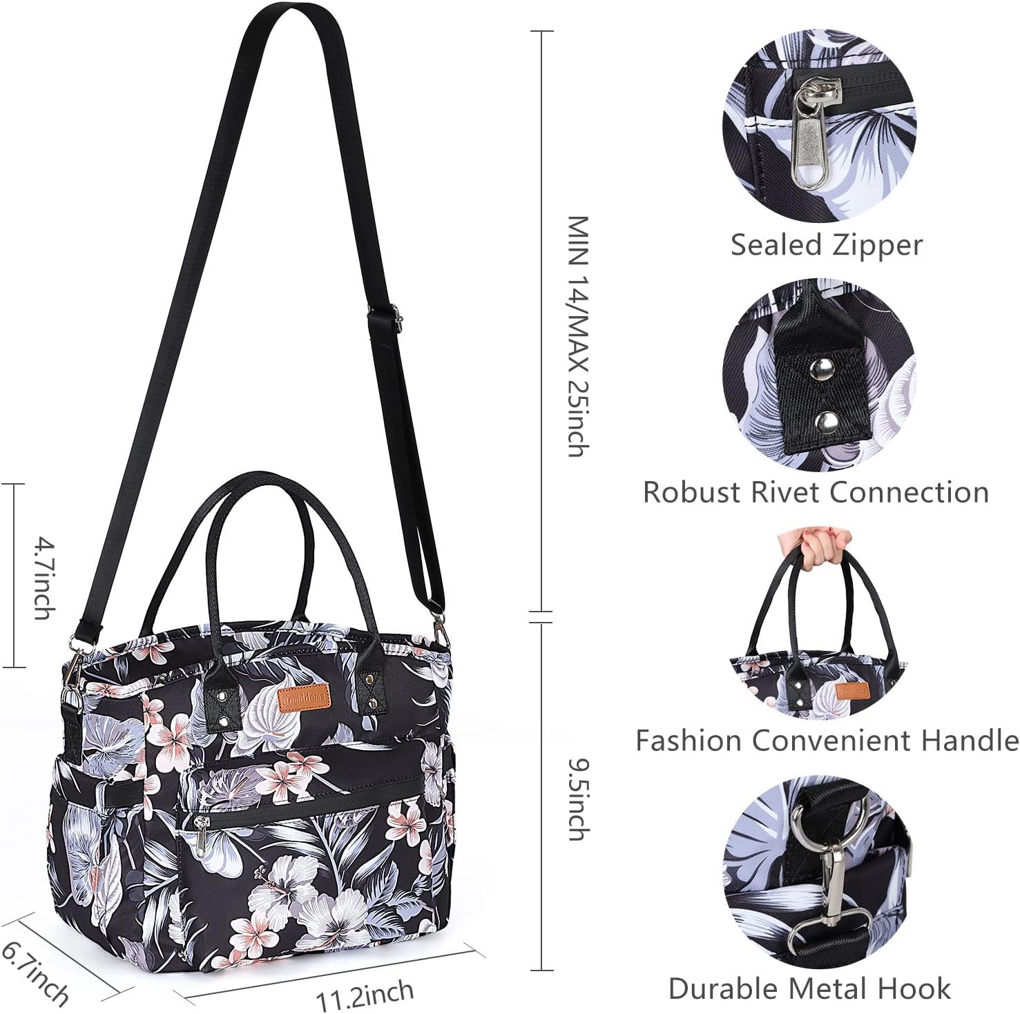 Insulated Lunch Bag for Women/Men,LeakProof Adult Lunch Box,Large Lunch Tote Bag with Removable Shoulder Strap,Portable Reusable Lunch Cooler Bag for Office Work Picnic Beach - Image 6