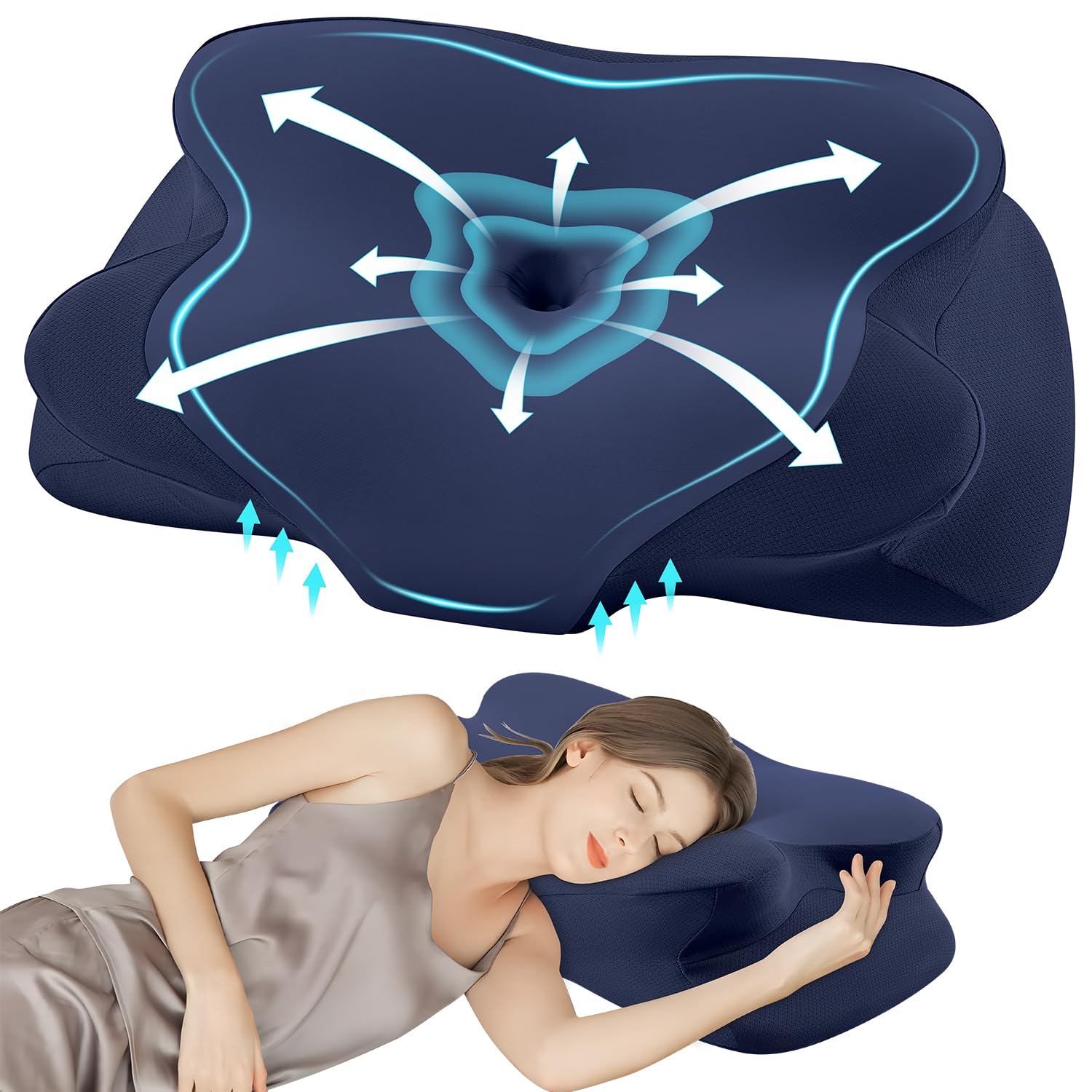 DONAMA Cervical Pillow Ergonomic Memory Foam Pillow for Neck Support