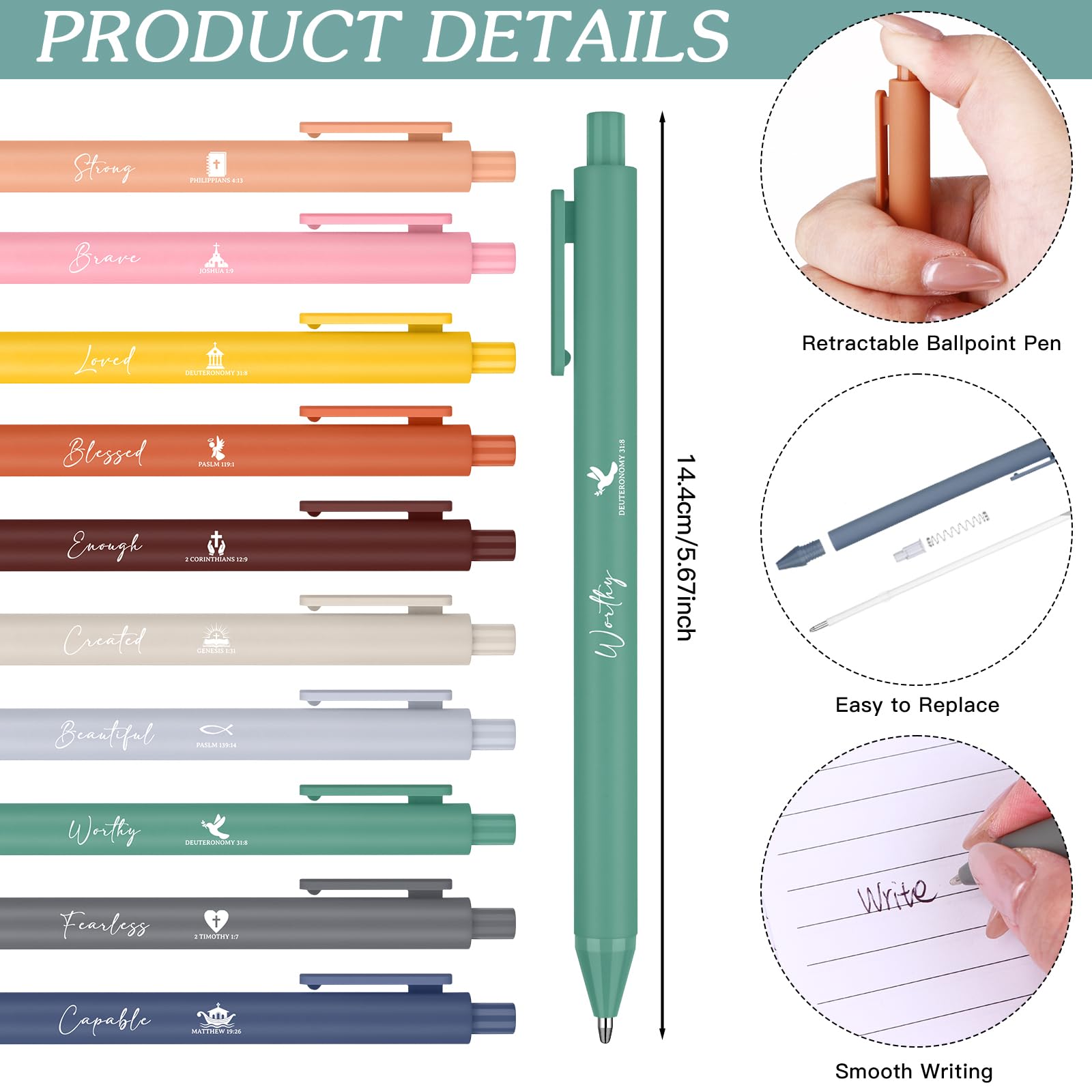 20 Sets Christian Notebooks&Inspirational Ballpoint Pens Prayer Journals Church Mini Notepads and Religious Pen Small Bible Journals Memo Pads Motivational Ballpoint Pens for Pastors Sunday School - Image 3