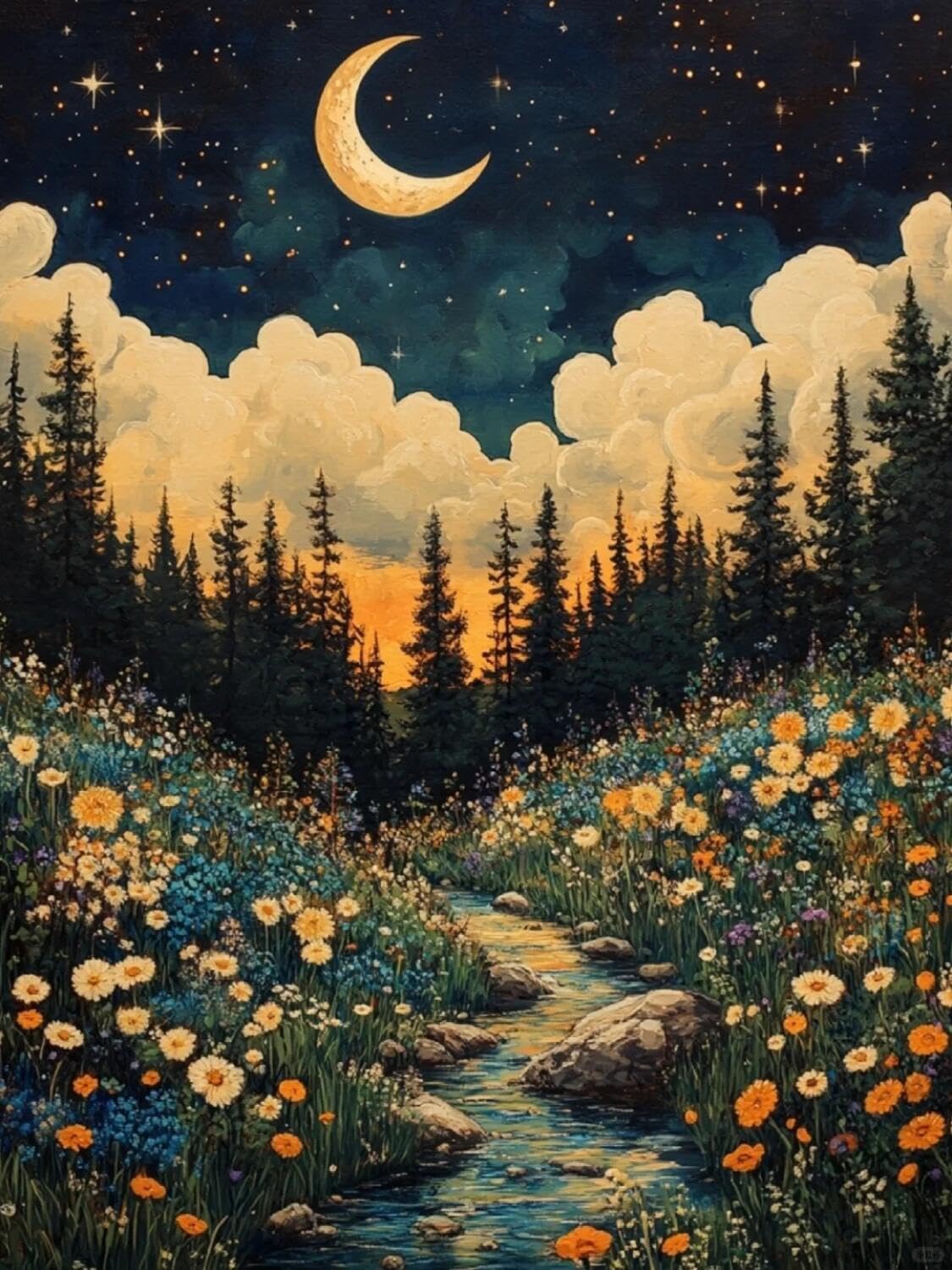 Rqwybcaxn Bead Embroidery Kits Fantasy Forest 40x50cm