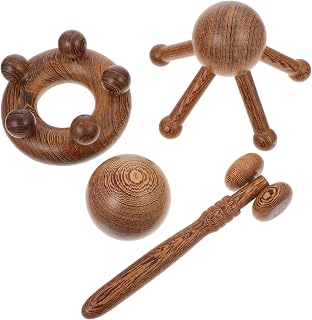 TOVINANNA Juego de Herramientas Manuales de 4 Piezas Cefalosoma Portátil para La Salud Juego de Ruedas Nasales de Balonmano para Terapeutas de Masajes Herramientas de Color Marrón