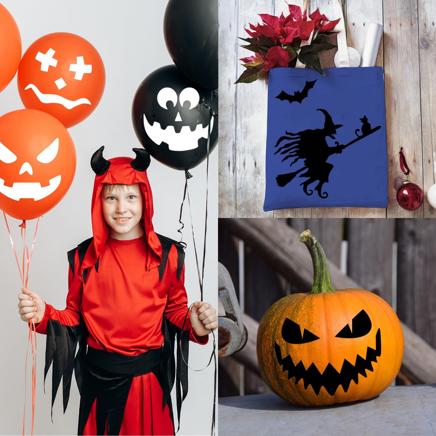 18 plantillas de Halloween, plantillas reutilizables para pintar sobre madera, manualidades, decoraciones de Halloween (estilo 1)