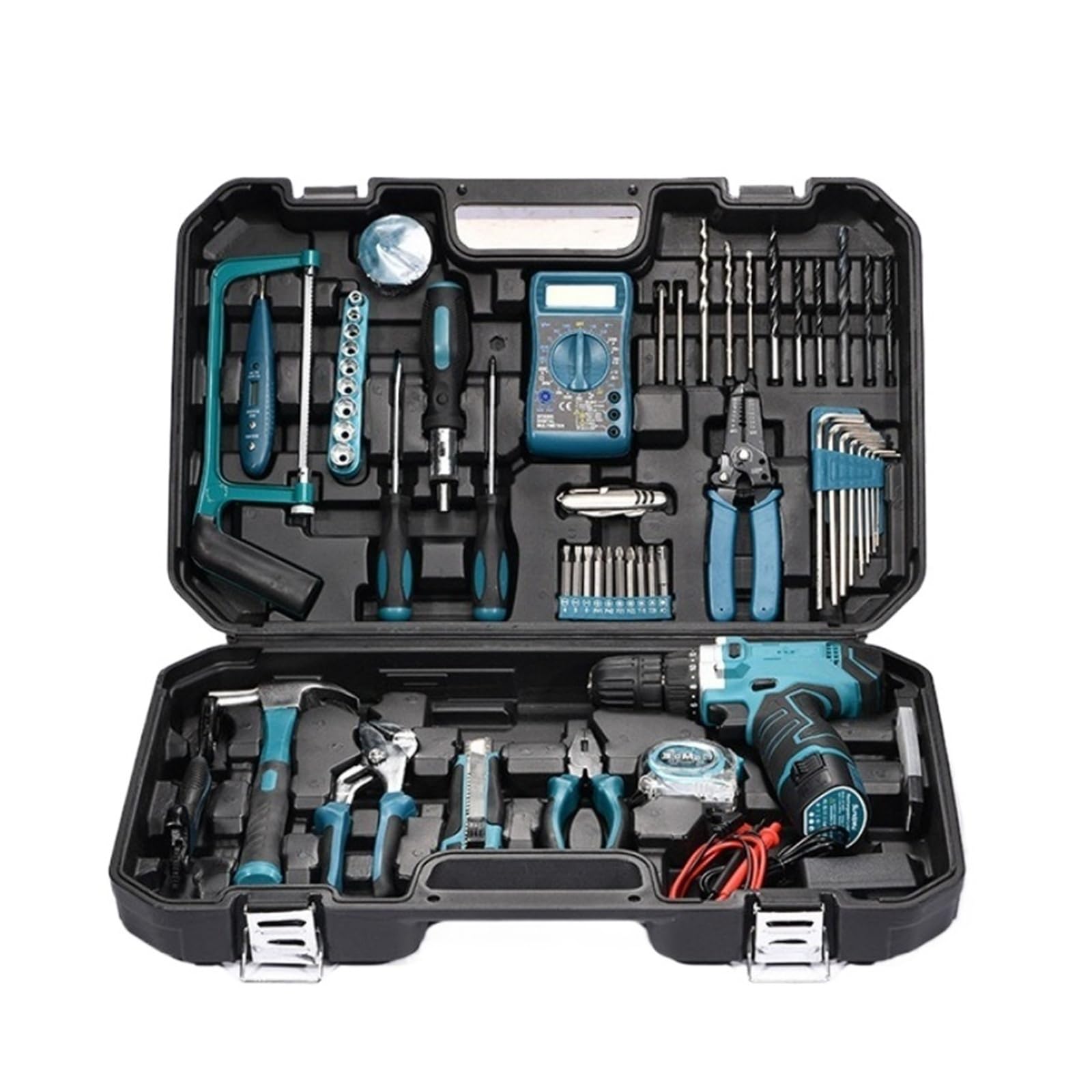 Yanyaxm 63 Pcs 136 Piece Lithium Drill Toolbox Set Manual Daily Household Multifunctional Hardware Tool Electrician Woodworking Maintenance