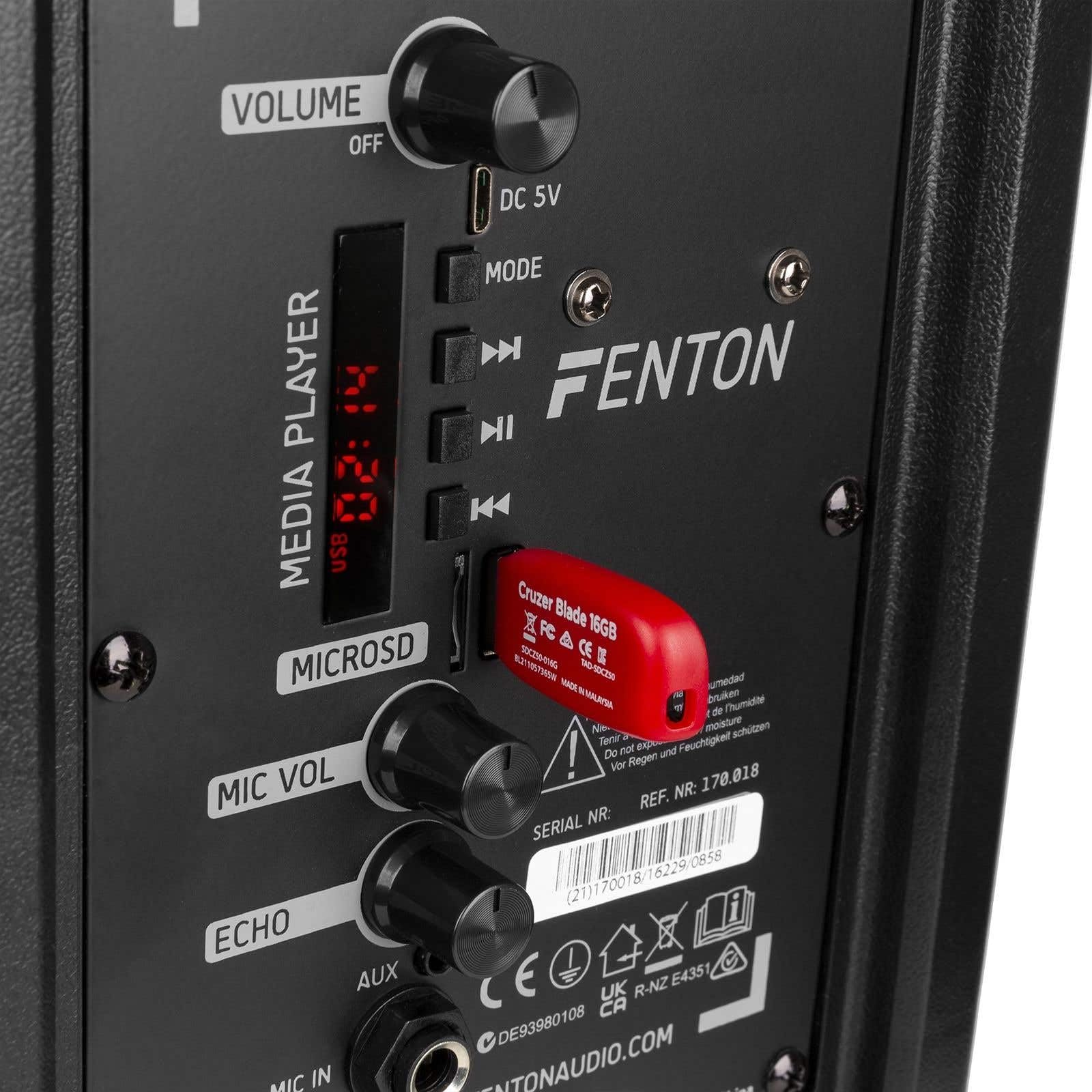 Fenton FT8LED Enceinte Sono Portable LEDs Bluetooth avec Batterie Intégrée - 300 Watts, Modes Lumineux, Entrée AUX, Télécommande, Une Enceinte Transportable Idéale pour Animer Vos Soirées
