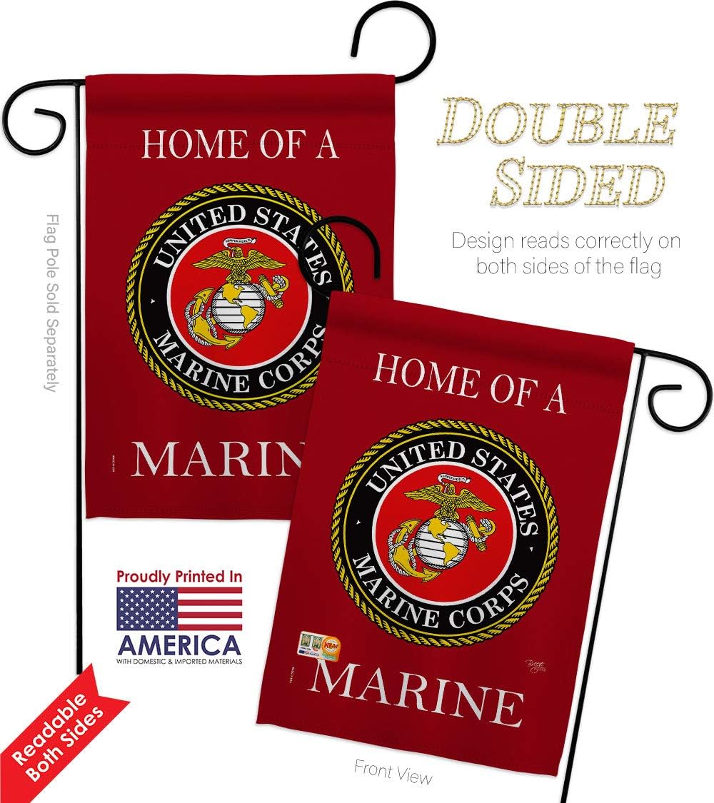 Breeze Decor Home of Marine Corps Garden Flag Pack Armed Forces USMC Semper Fi United State American Military Veteran Retire Official Applique House Banner Small Yard Gift Double-Sided, Made in USA
