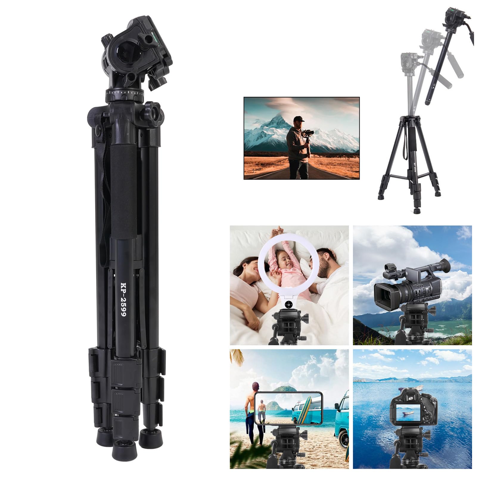 Cryfokt Trépied D'appareil Photo Léger, Durable, 64.96 Pouces, pour