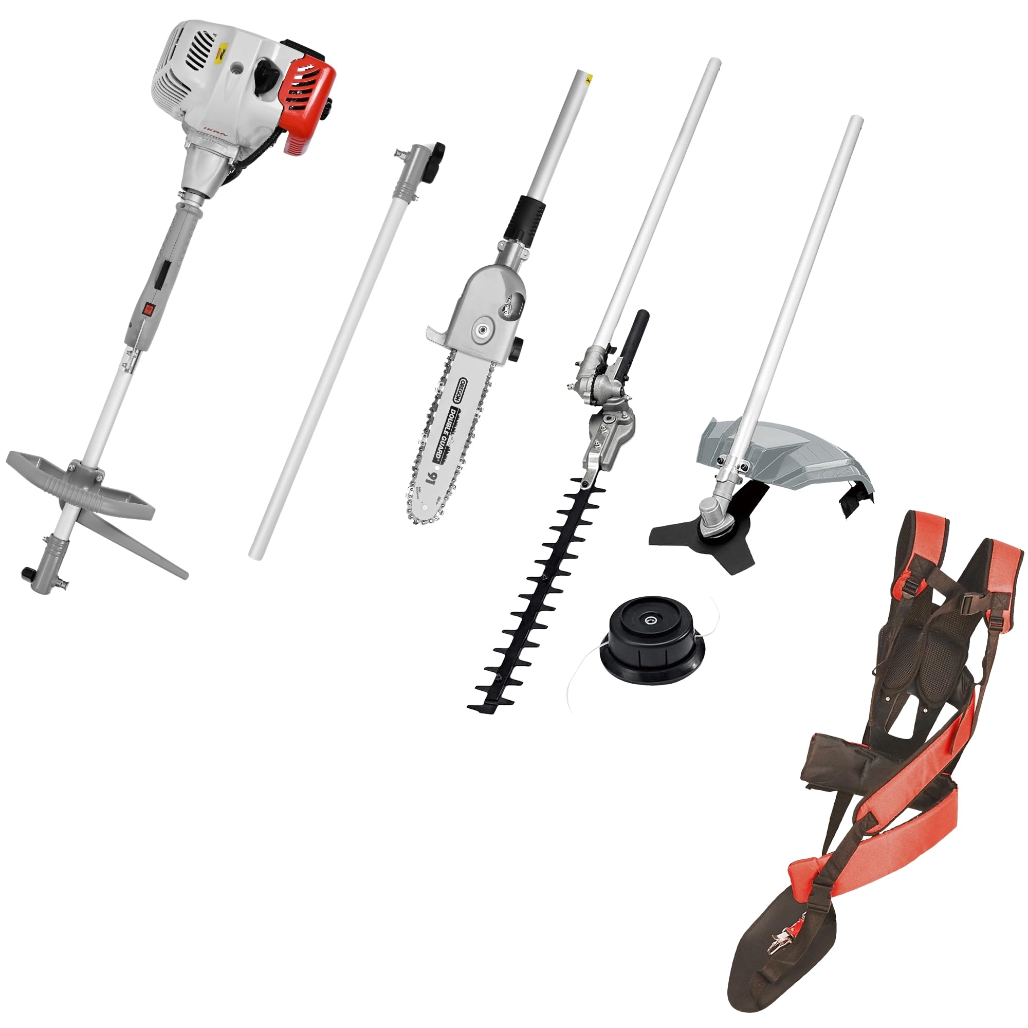IKRA Gartenpflege Set Multitool IBKH 52-1 Benzin 4in1 | Freischneider Rasentrimmer Entaster Heckenschere 51,7cm³ 1,5kW