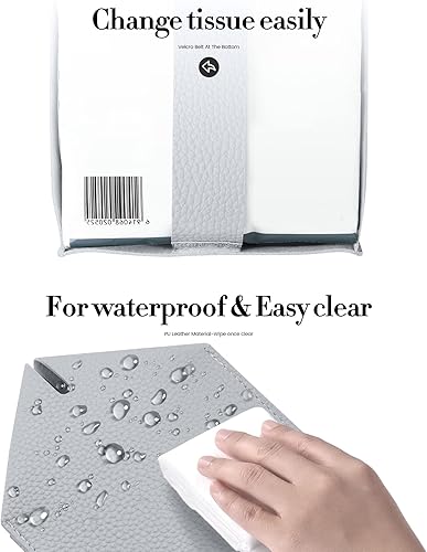 Miniatura 7 de Funda para caja de pañuelos, Jeethemy Caja de pañuelos cuadrada de piel sintética PU, organizador de papel facial moderno, dispensador, 5 x 5 x 5