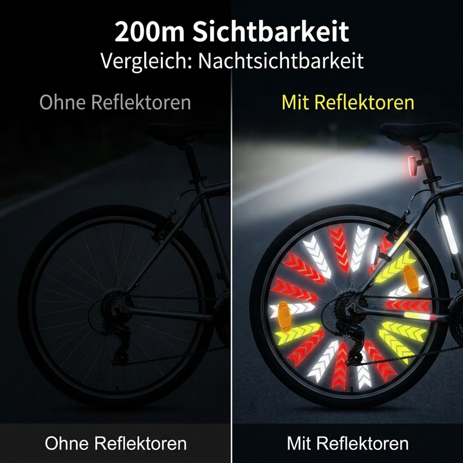 SHYSBV 36 Stück Fahrrad Reflektoren Set, Speichenreflektoren + Warnreflektoren – Reflektoren Fahrrad vorne hinten für MTB, E-Bike, Rennrad & Kinderwagen Selbstklebend, Wasserfest Sport & Freizeit