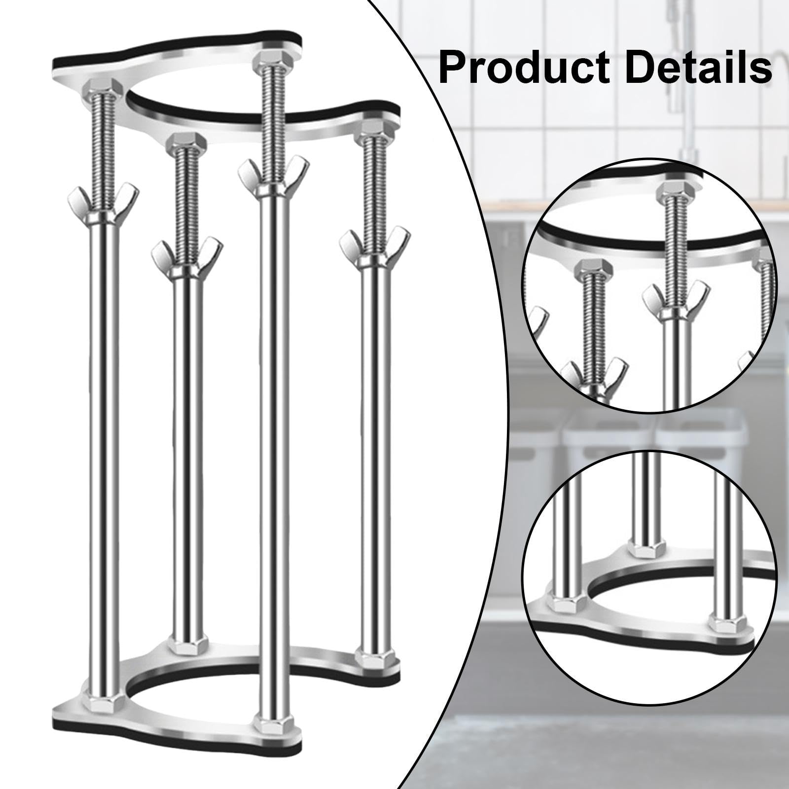 perfk Supporto Regolabile sottolavello Resistente per Accessori per WC, Installazione Rapida con 4 aste in Acciaio, Diametro Interno 6 cm, da 53 Cm a 63 Cm
