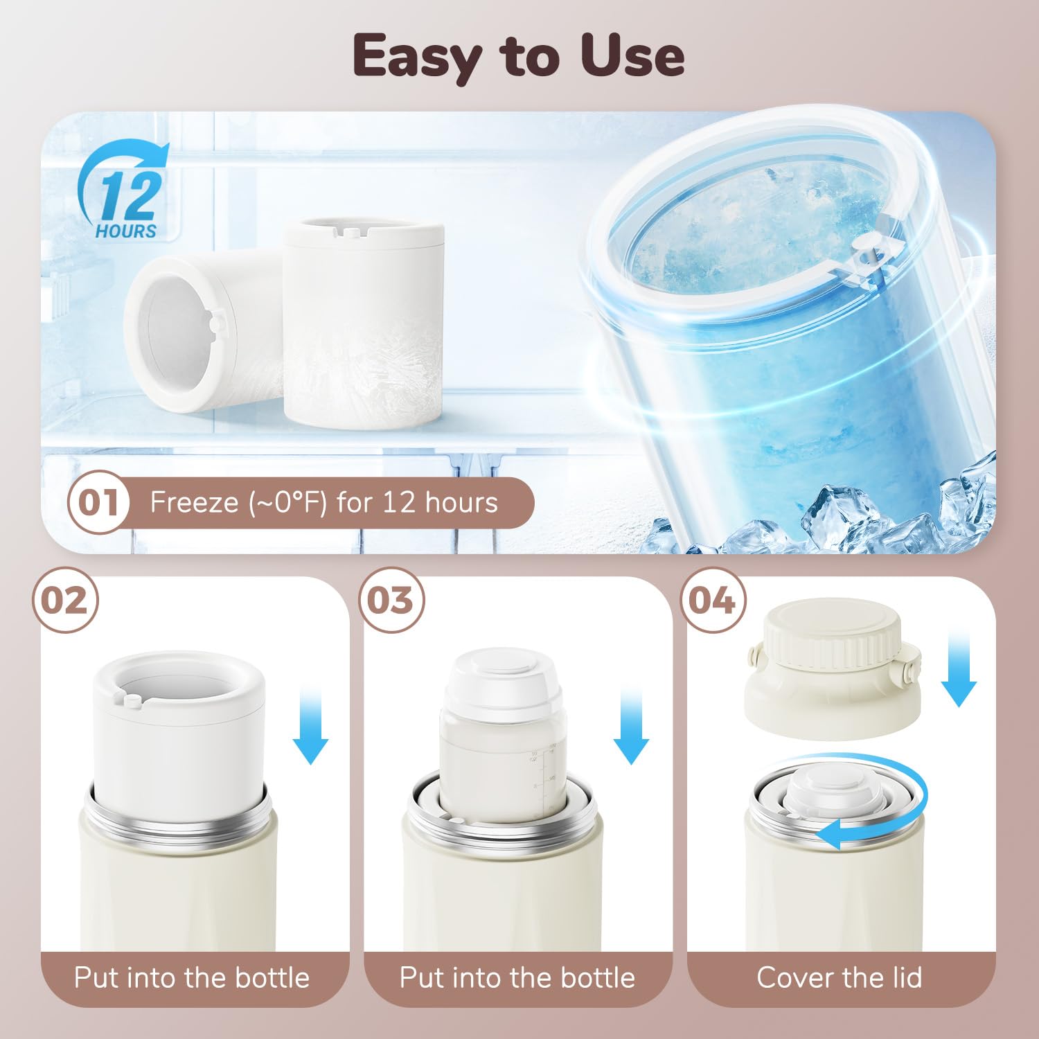 Tragbarer Muttermilch-Kühler – 24H+ Frische durch 360°-Kühlung, 650ml BPA-frei, Isolierte Milchflasche mit Auslaufsicherung für Reisen/Büro, Stillzubehör für Mütter