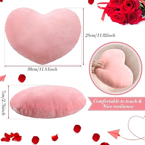 Miniatura 2 de 4 almohadas de corazón para el día de San Valentín, lindo cojín de felpa en forma de corazón, almohada decorativa de corazón de peluche para niños,