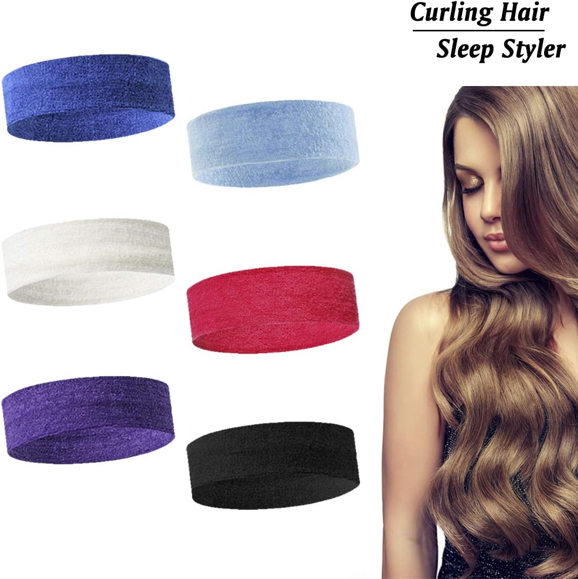 Sleep Styler Hair Curler Rollers Hairband,Flexible Curlers No Heat for Women Soft Curling Rollers for Natural Long/Medium Hair Heatless Rods Absorbent Overnight Wave Formers 6 Pack