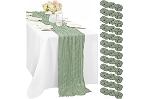 12PCS 10FT Green Cheesecloth Table Runner: Wrap Your Tables in a Boho Chic Embrace