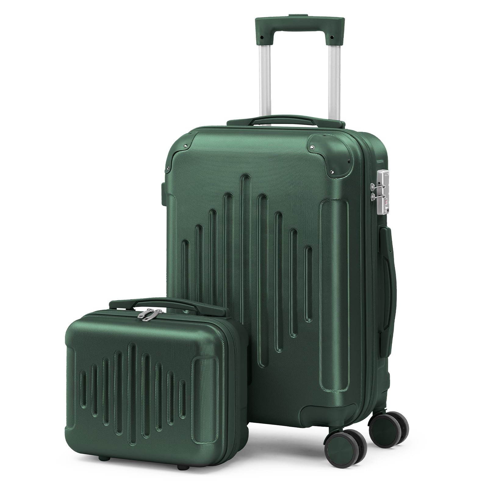Karl home Hardside Luggage Set 2 Piece with TSA Lock, Dark Green, 12/20