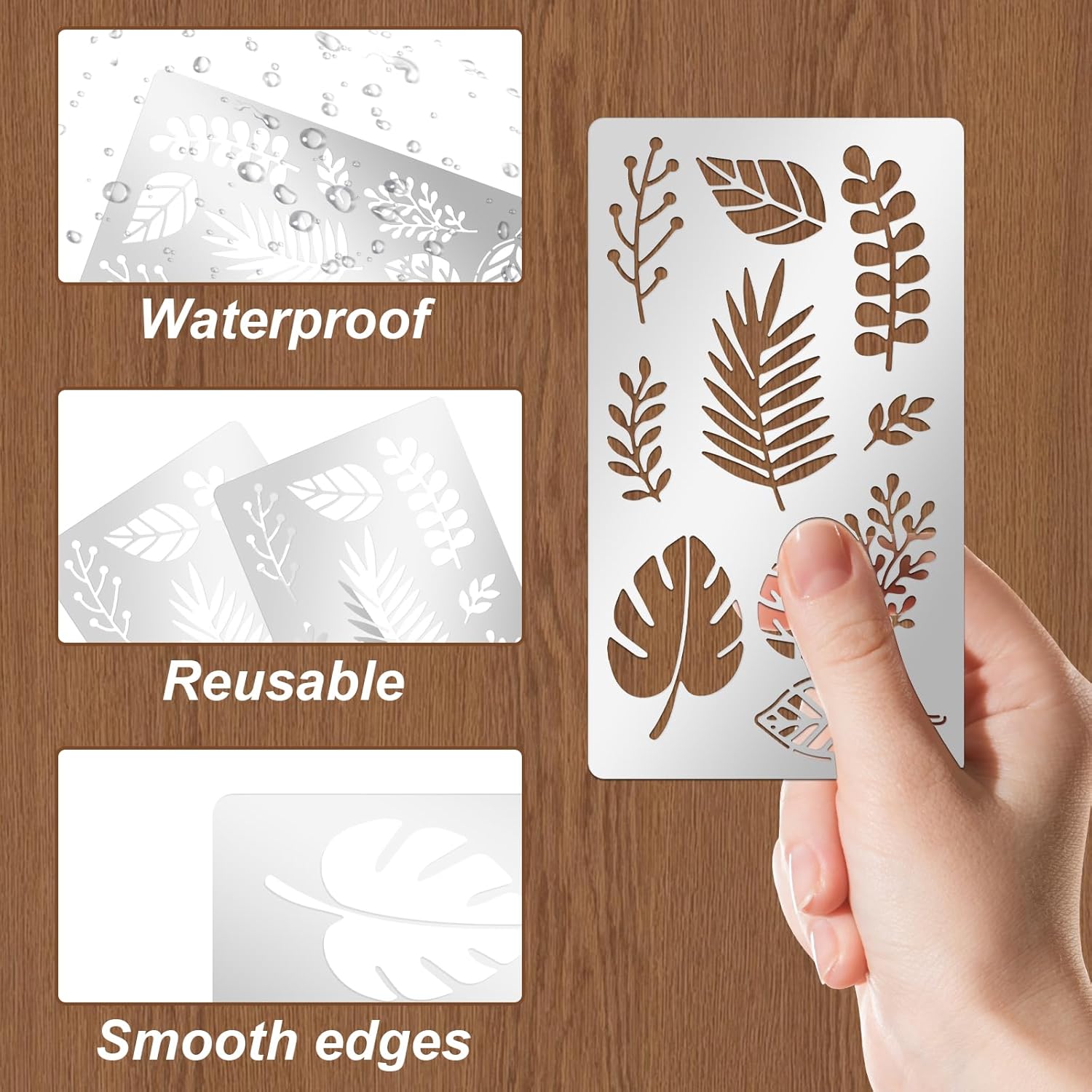 9PCS Metal Stencils Wood Burning Stencil Plant and Insect Mixed Metal Stencil Butterfly Flower Stencils for Journaling Engraving Templates for Wood Carving Drawing Scrapbooking Craft DIY