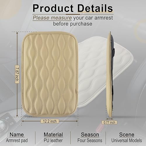 Miniatura 2 de Amiss Almohadilla de consola central para automóvil, funda universal impermeable para reposabrazos de automóvil, accesorios interiores de automóvil,