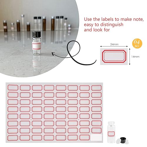 Miniatura 6 de Frascos de vidrio transparente de 4ml con tapas de rosca y tapones de plástico, 1 Dram Vial pequeño para muestras líquidas, Vial a prueba de fugas,