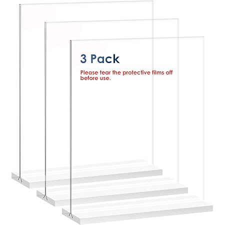 YULEER 8.5x11 Acrylic Sign Holders - 8 Pack Clear Plastic Document Frames