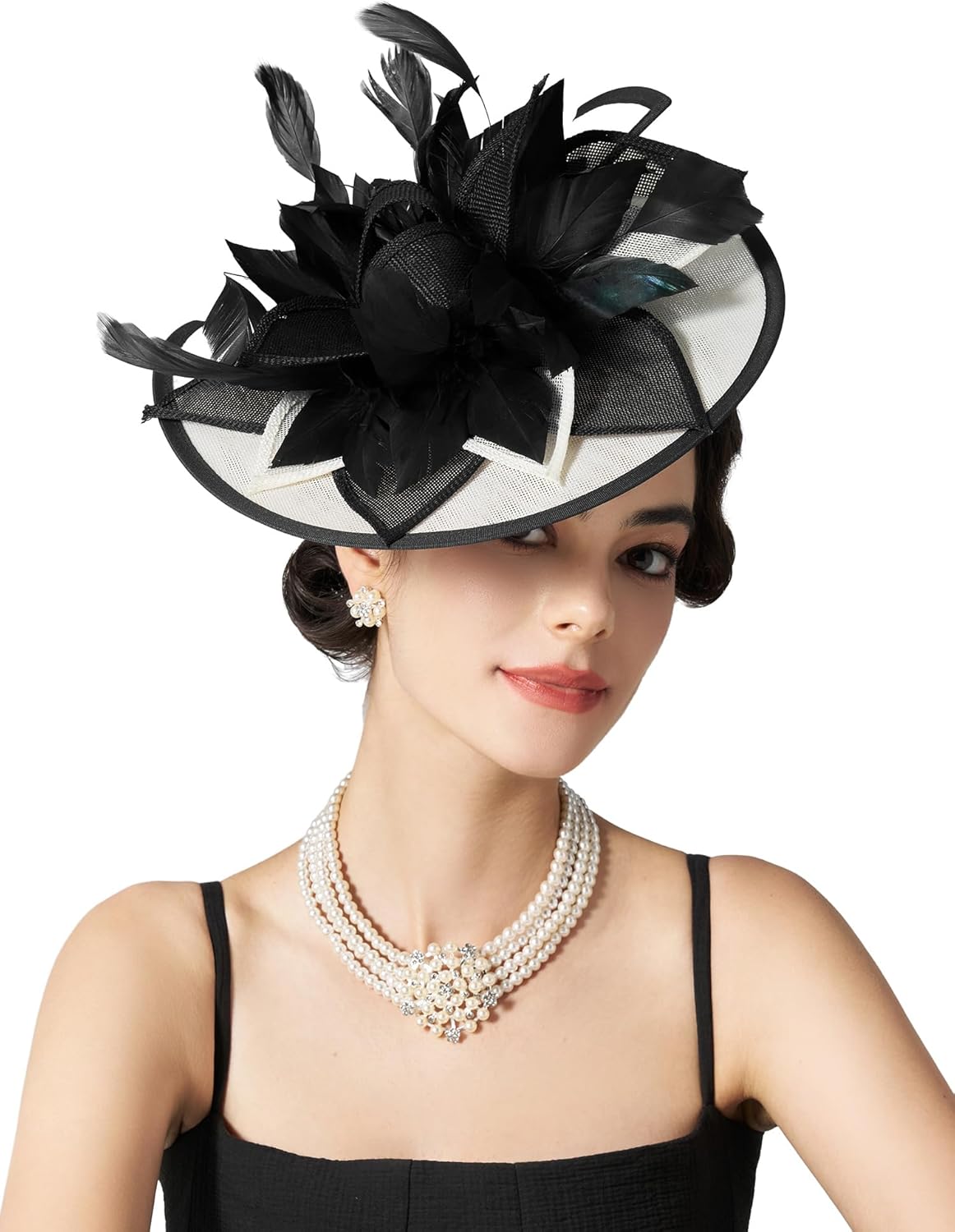 SWEETV Sinamay Kentucky Derby Hats Fascinators for Women, Tea Party Hats for Church, Cocktail, Wedding, Fancy Dress Party