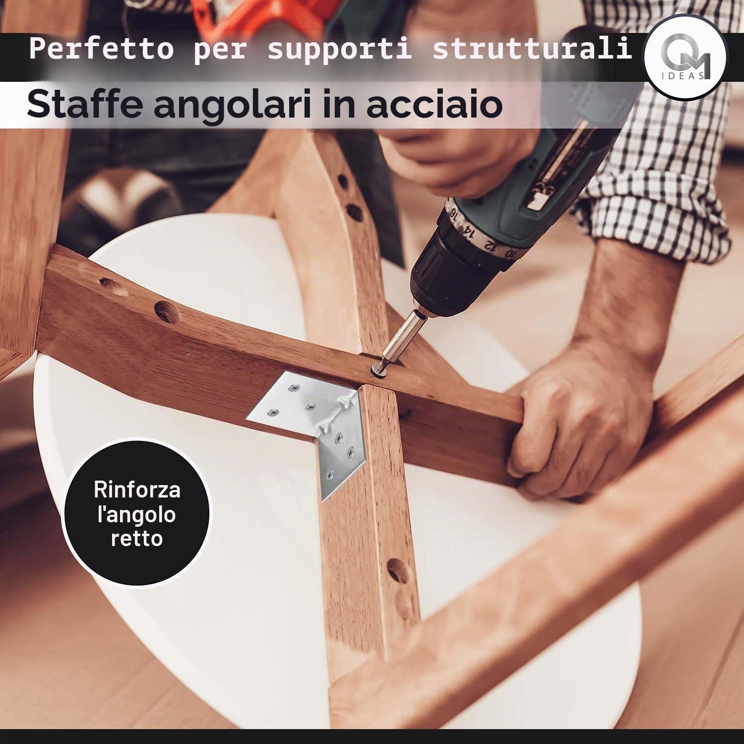 Staffe Angolari 40x40x40 Squadretta Giunzione Connettore Fissaggio Mobili Legno Zincato Argento