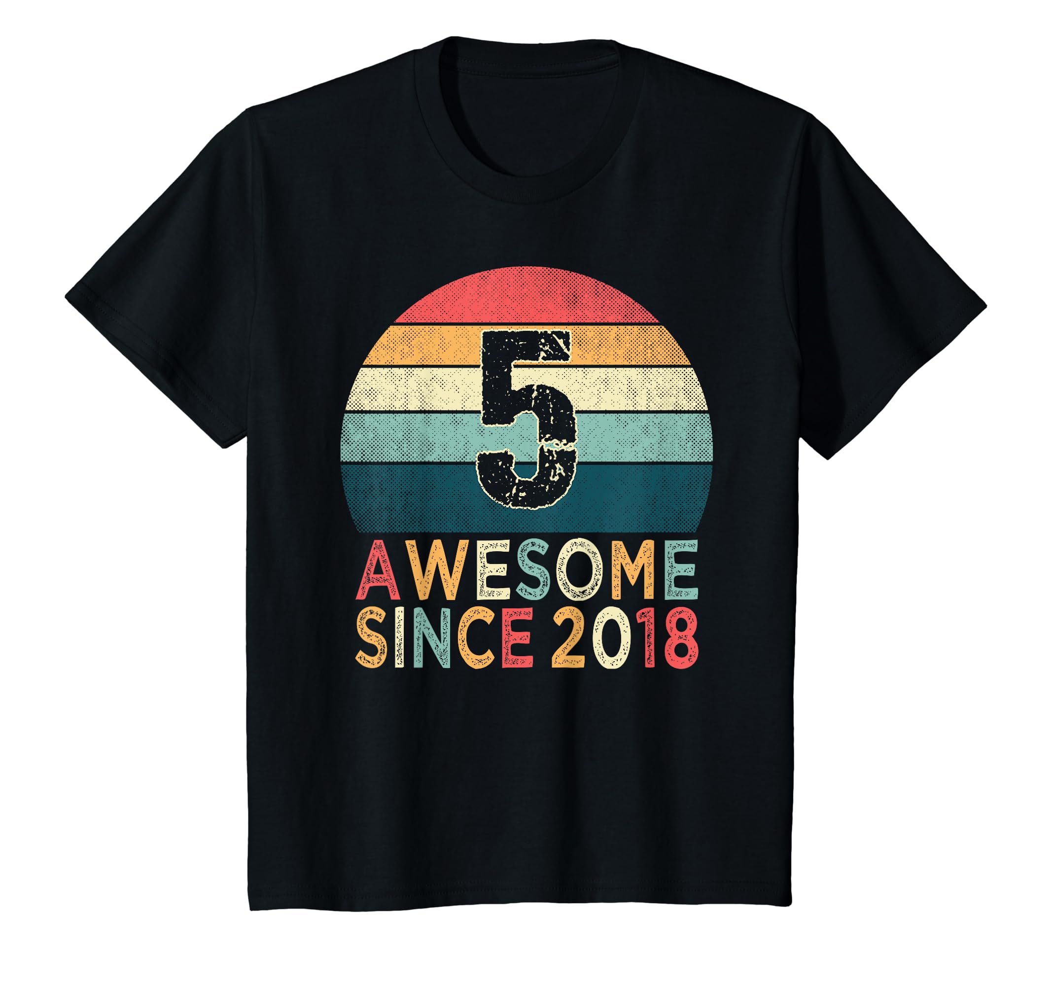 5 Years Old Birthday Party Vintage 2018 RetroYouth 5th Birthday Vintage Retro 5 Years Old Awesome Since 2018 T-Shirt