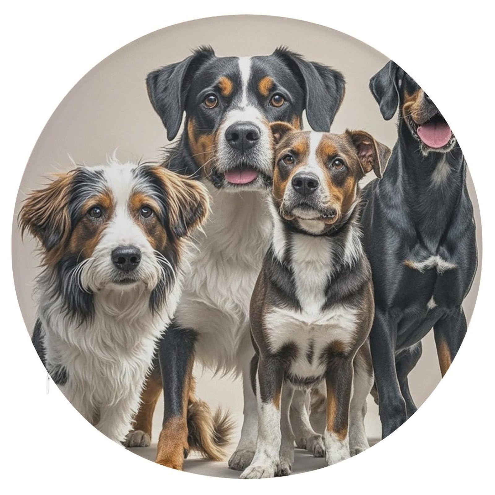 LZQPOEAS Dogs Swivel Seat Cushion with Supportive Memory Foam Comfort Round Bar Stool Cushion 15.3" Diameter Rotating Seat Cushions Fashion Chair Pad for Car Office Home