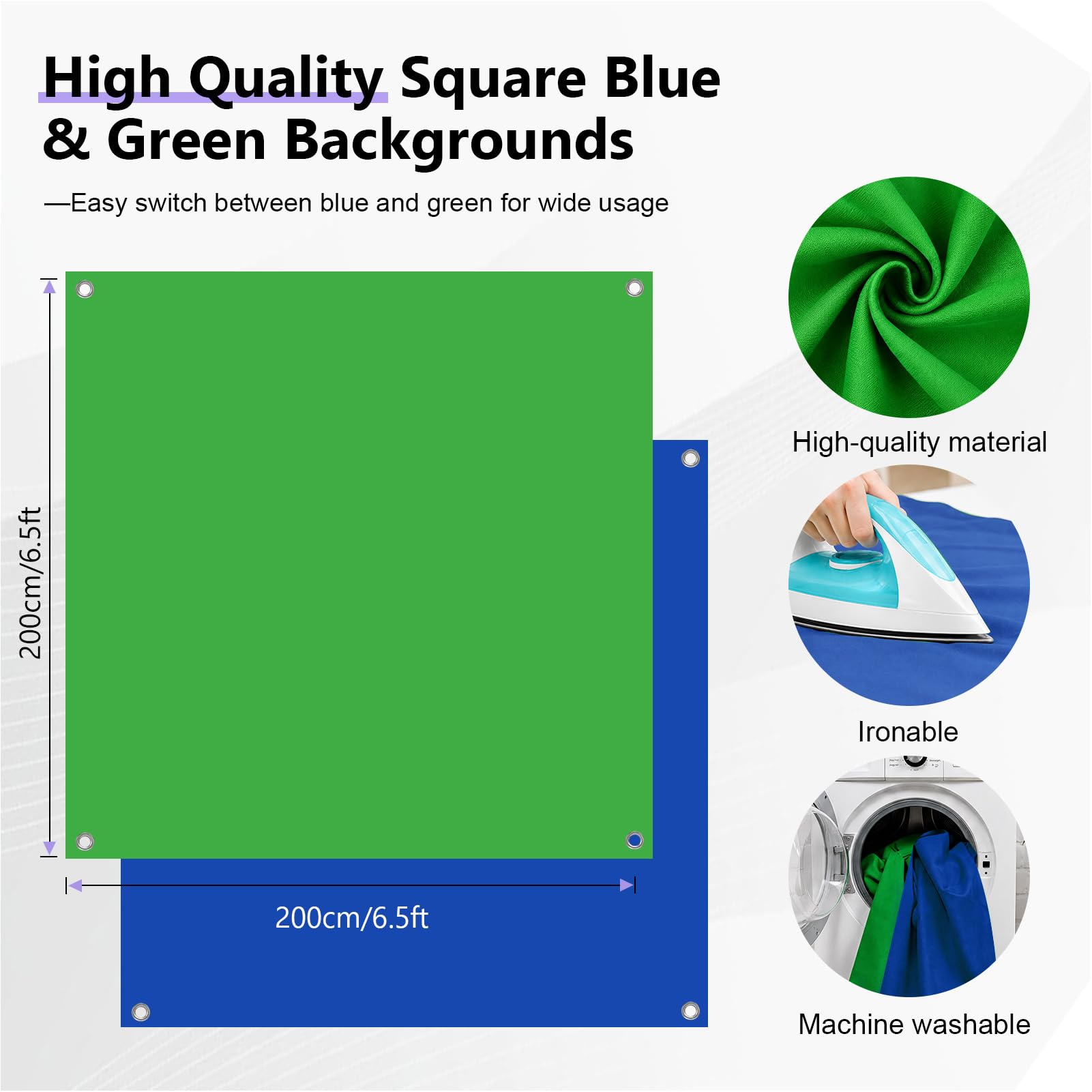EMART 2x2 m Kit fondale schermo blu verde con supporto, regolabile