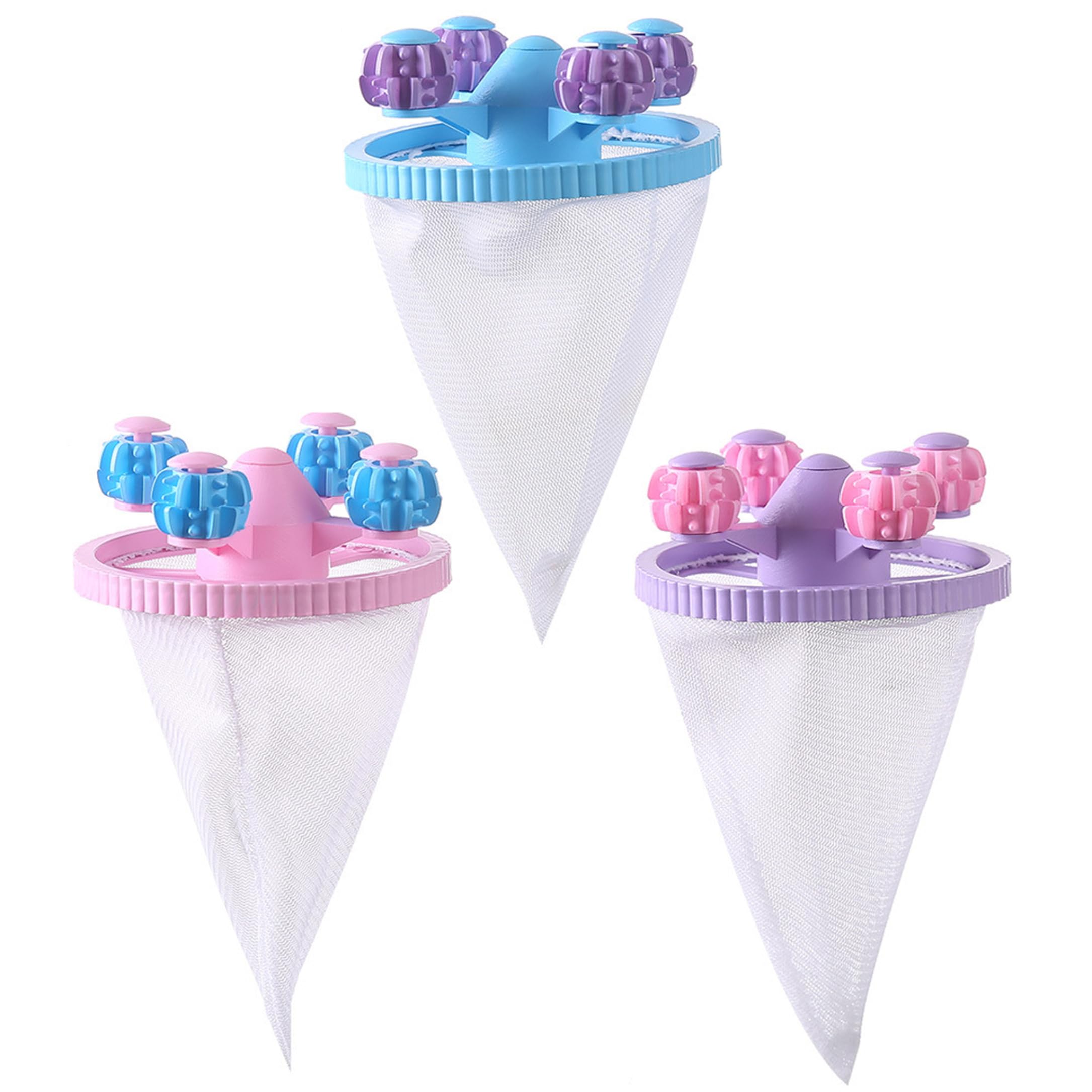 Xoeryoy 3 Pack Hair Catcher For Washing Machine, Cone Mesh Floating Washing Machine Filter Bags - Reinforced Frame, Fits Most Washers