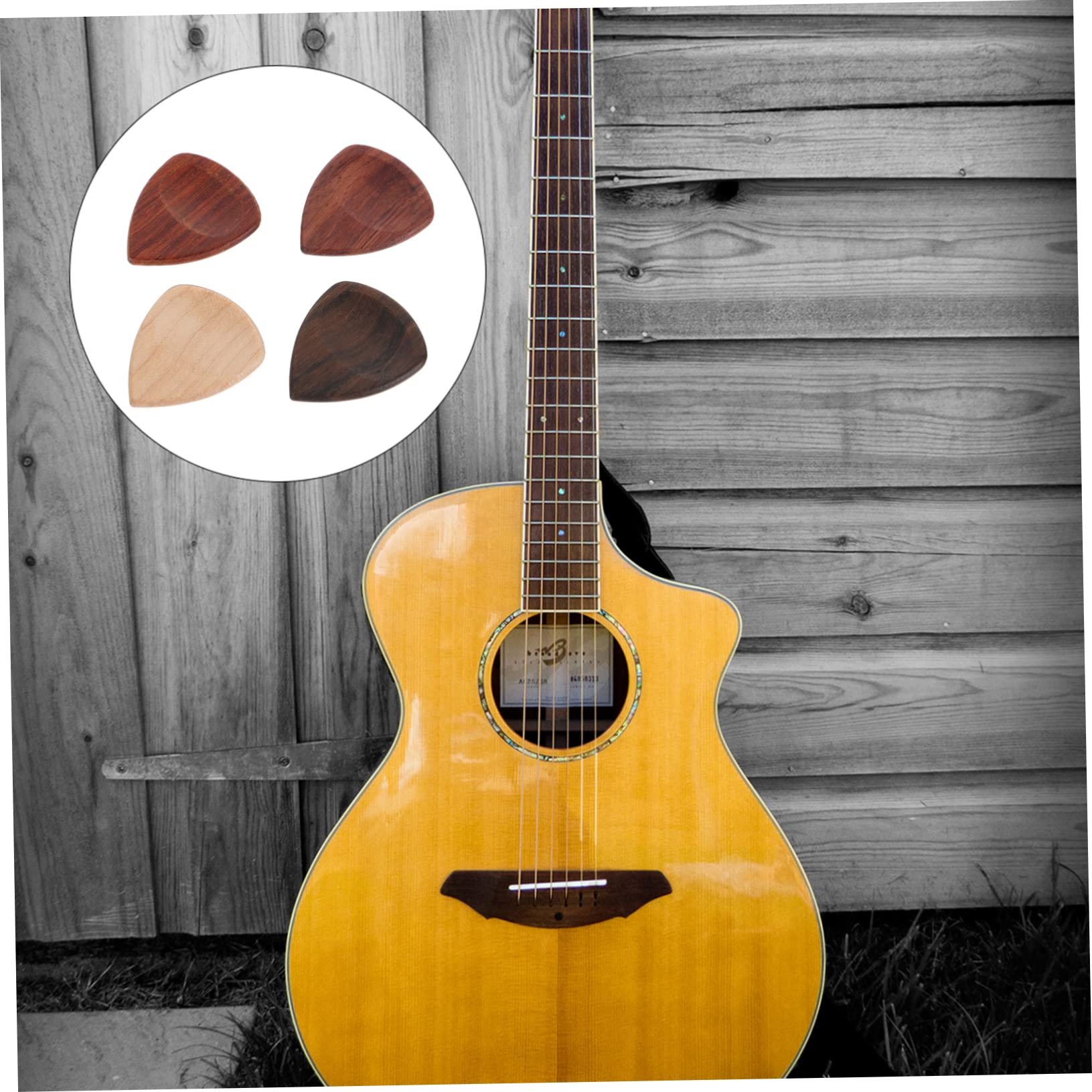 BESTonZON 20 Piezas Púas De Madera Para Guitarra Delicadas Púas De Guitarra Castañuelas Para Niños Púas De Bajo Selecciones De Ukelele Eléctrico Púa De Madera Accesorios Eléctrica