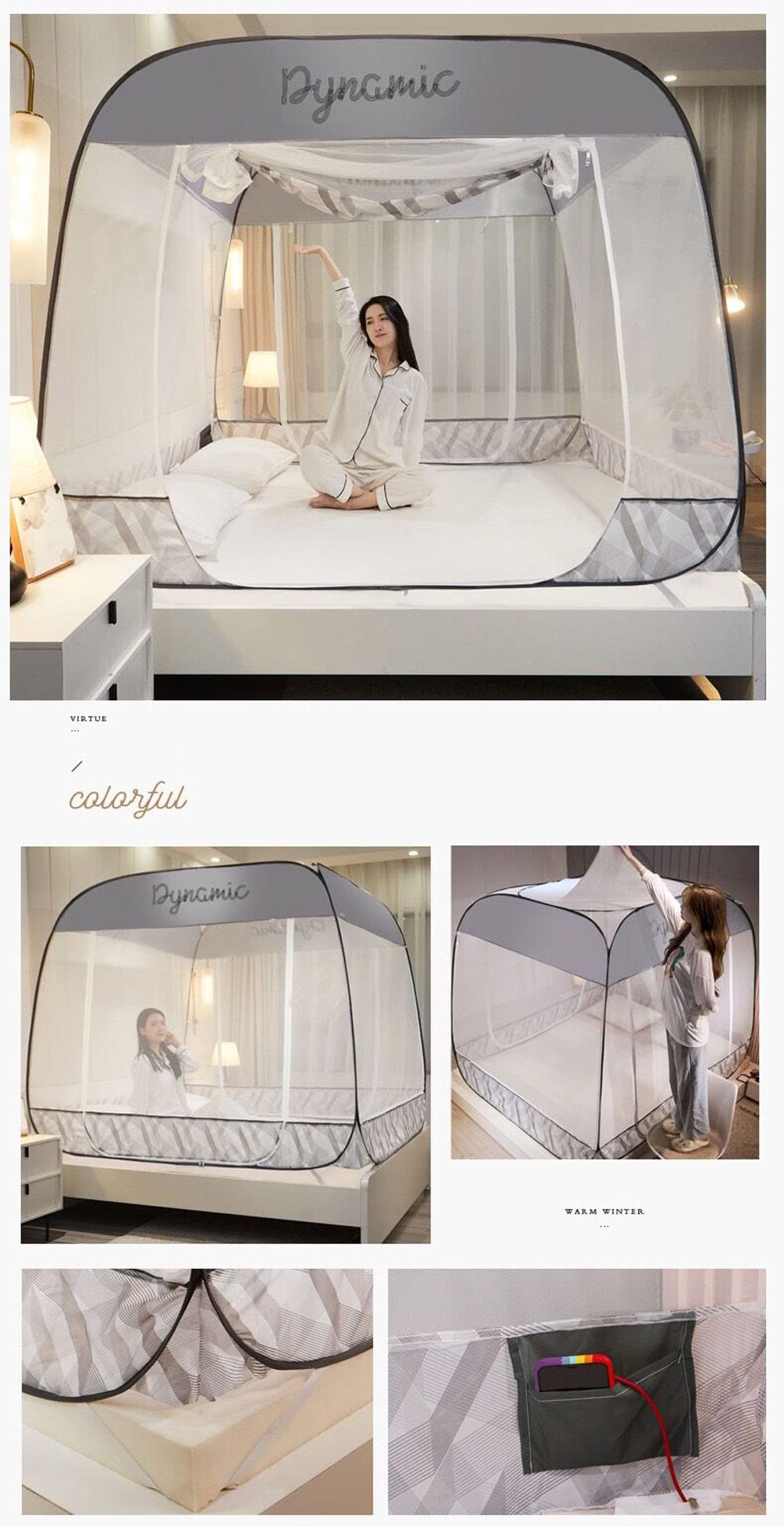 Moskitiera typu pop-up, ochrona przed owadami, przenośna moskitiera podróżna, składana zasłona kempingowa z podwójnymi drzwiami, 1,2 x 2 m, 1
