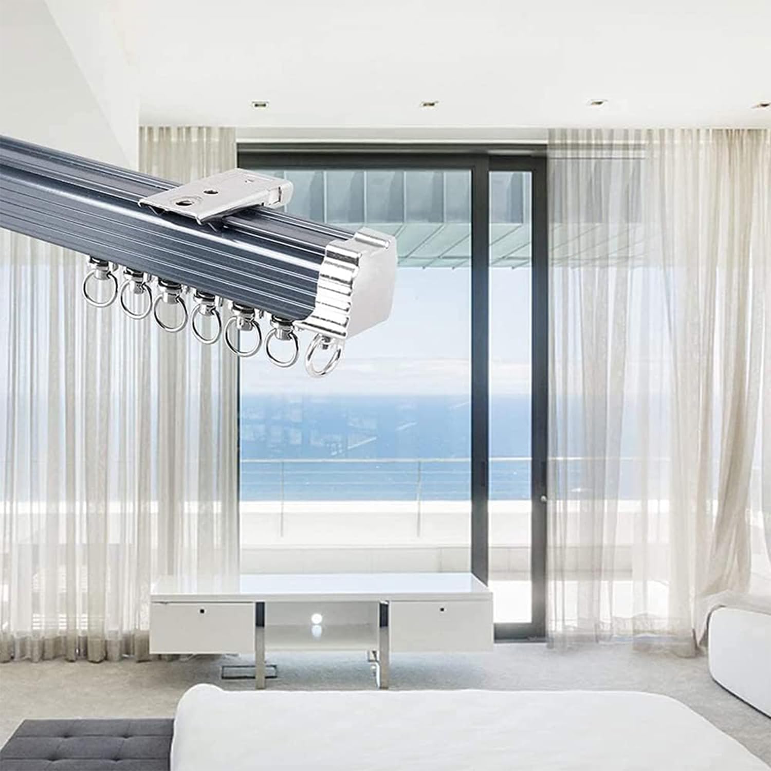 HLIWS Rulli per Binario Della Tenda,40 Pezzi Scorrimento per Binari per Tende,puleggia per cingoli,per Accessori Per Binari Per Tende Da Soffitto(Bianco