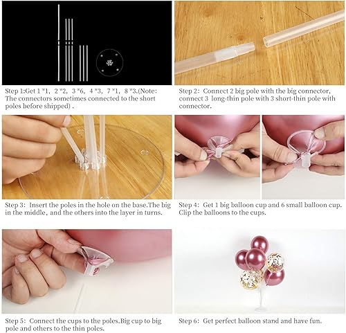 Miniatura 3 de Kit de soporte de globo azul para decoración de mesa, 2 juegos con 14 varillas, vasos, 2 bases, 12 metálicos y 6 globos de confeti para baby shower,