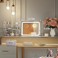 Vista 5 de Hasipu Espejo de Maquillaje LED con Altavoz Bluetooth, Espejo de Tocador de 14" x 10" con Luces, 3 Modos de Luz, Control Táctil Inteligente