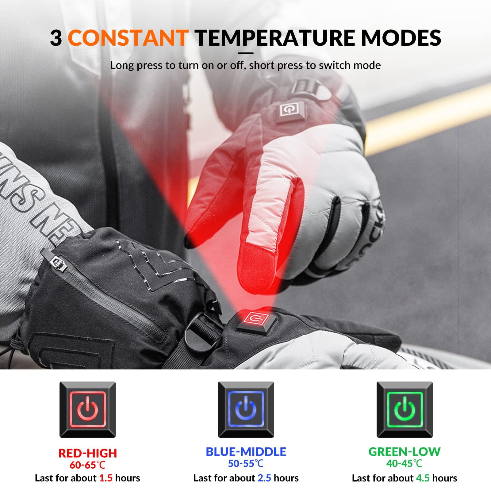ROCKBROS Handschuhe Beheizbare Fahrradhandschuhe Winterhandschuhe Thermohandschuhe für Winterskifahren Radfahren Motorradfahren Damen Herren