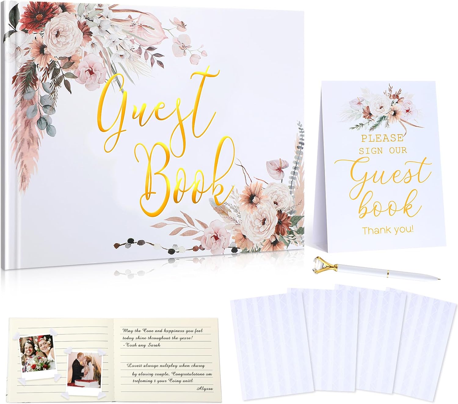 Engrowtic Wedding Guest Book 7x9 Inch Photo Guestbook, Rose