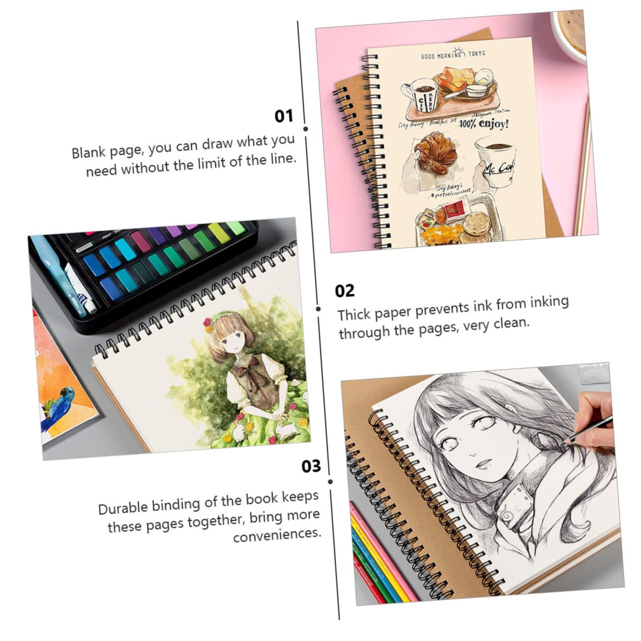 Zeichenblock für Schüler 1 Stück mit Blanker Seite Dickes Papier | Einschulung Deko, Skizzenbuch für Malerei, Notizbuch zum Zeichnen und Kreative Schreiben