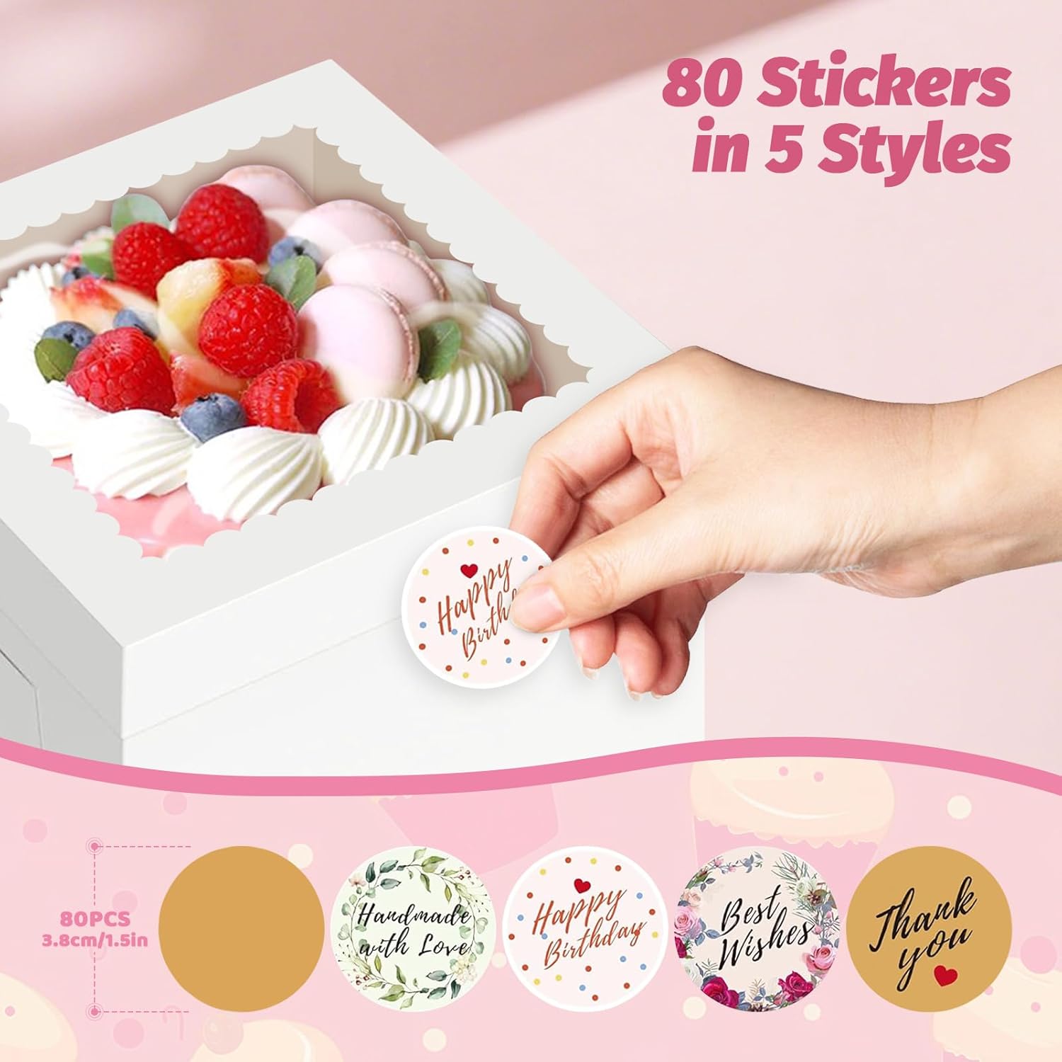 15pcs Cake Boxes,10x10x8 Inch Tall Cake Box with Window,White Bakery Boxes,Large Cookie Boxes,Bakery Boxes with Stickers ,Treat Boxes for Cake,Macaroon,Donuts, Pies, Cookies, Wedding, Birthday, Party - Image 3