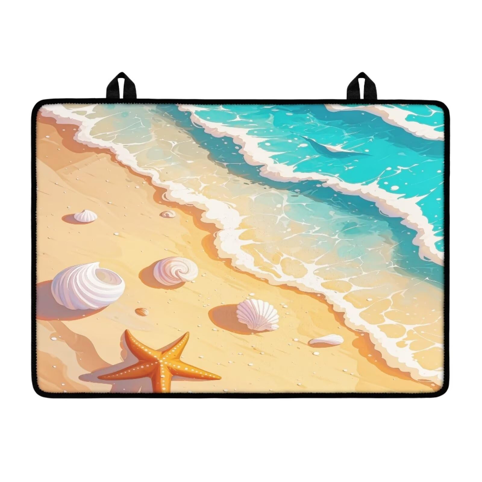 Beach Starfish Gas Burners Top Covers, Extra Large Stove Top Cover for Electric, Non-slip Waterproof Dish Drying Mat, Heart Resistant Oven Cover Mat, Glass Stove Top Protector