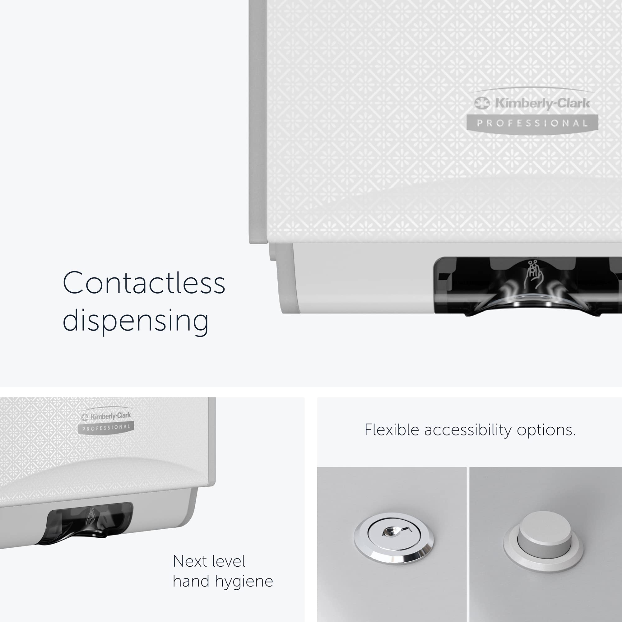 Kimberly-Clark Dispensador automático de jabón de manos y desinfectante ICON Professional (53944), carcasa blanca con diseño de mosaico blanco, 1 dispensador y 1 apertura por unidad
