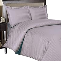 Vista 9 de Royal Hotel Bedding Fundas de edredón a rayas, 100% algodón, suave y transpirable, 300 hilos, juego de funda de edredón de 3 piezas con cierre