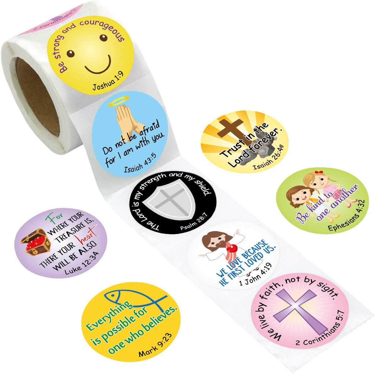 Christian Bible Verse Stickers for Kids Religious Scripture Quotes for Church VBS 200PCS Per Roll