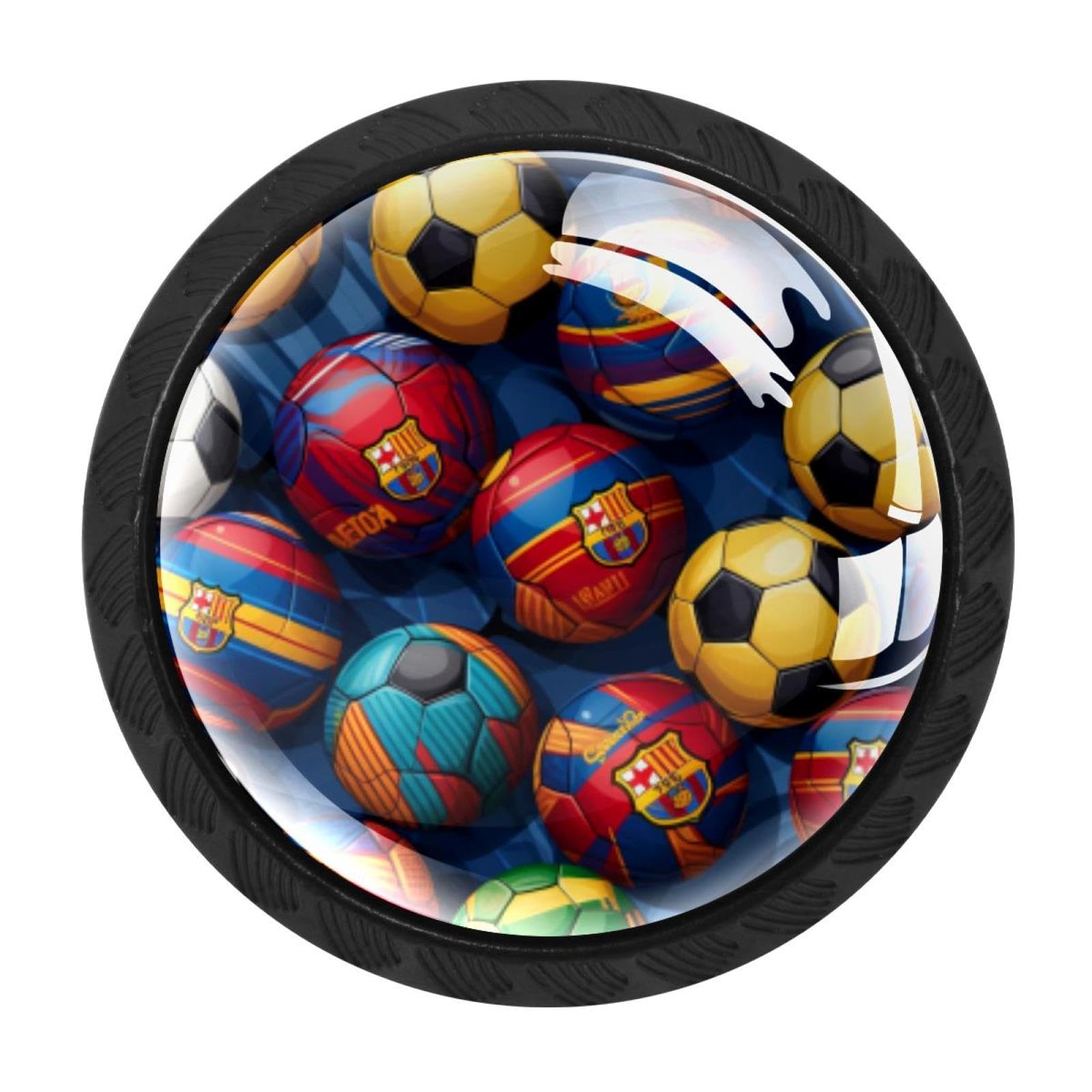 Chenzzzz Multicolored 03 4 Pieces Kitchen Cabinet Drawer Dresser Door Knobs Pulls Handles, Football Soccer