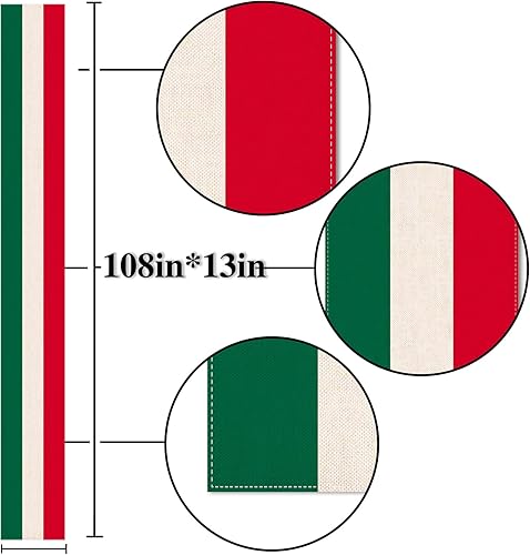 Miniatura 5 de Nepnuser Camino de mesa Italia de 108 pulgadas de largo para decoración de fiestas temáticas italianas, hogar, cocina, comedor, cena, decoración de