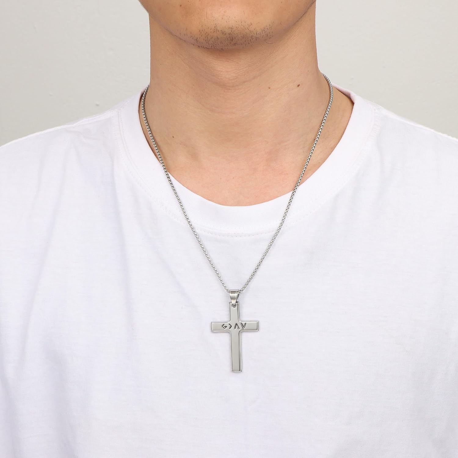 Lcherry Father's Day Gifts Cross Necklace, Stainless Steel Cross Pendant Necklace for Men Birthday Religious Gifts for Men Dad Son Husband - Image 4