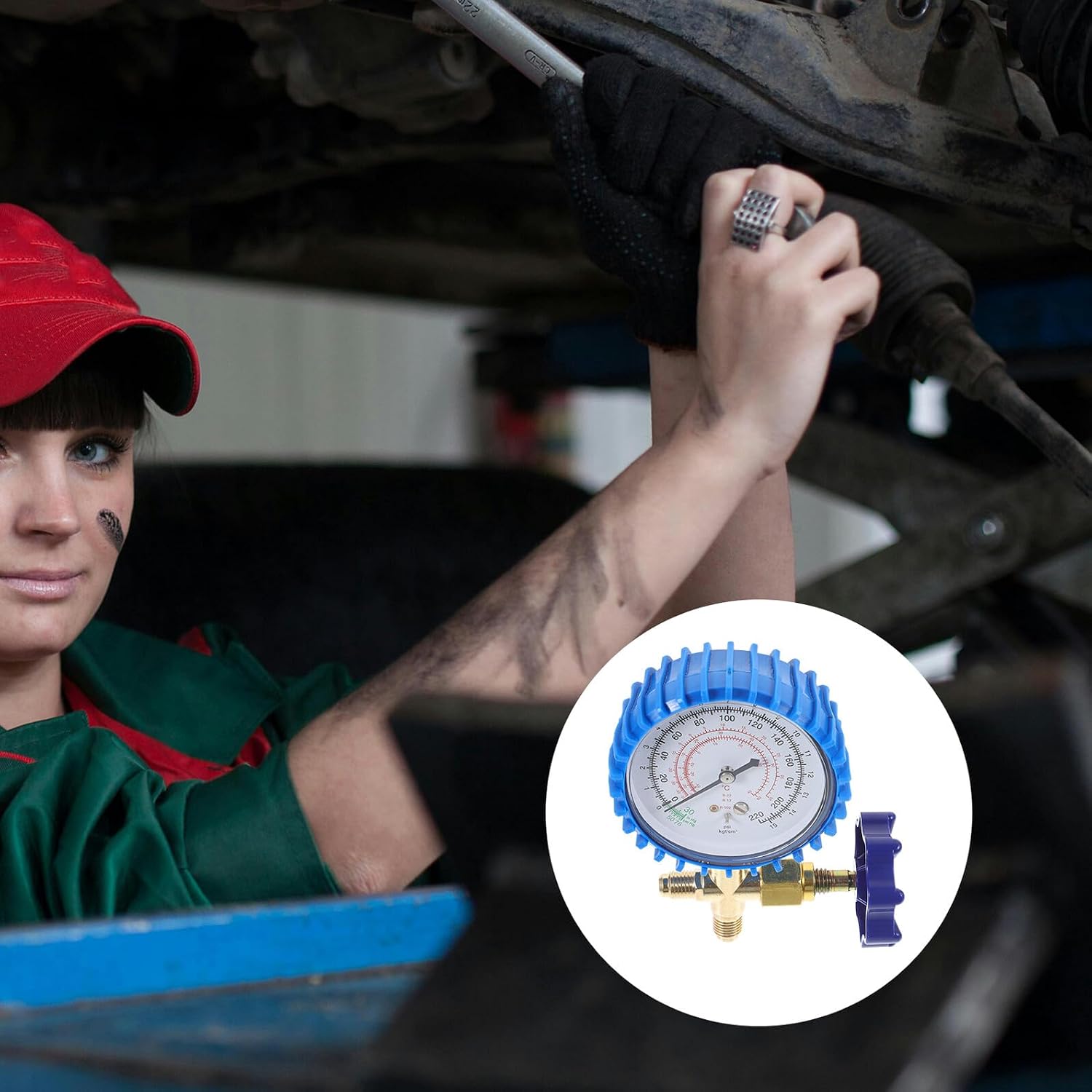 Charging Gauge with Pressure Meter Automotive Ac Recharge Tool Car Filling Gauge for Maintenance