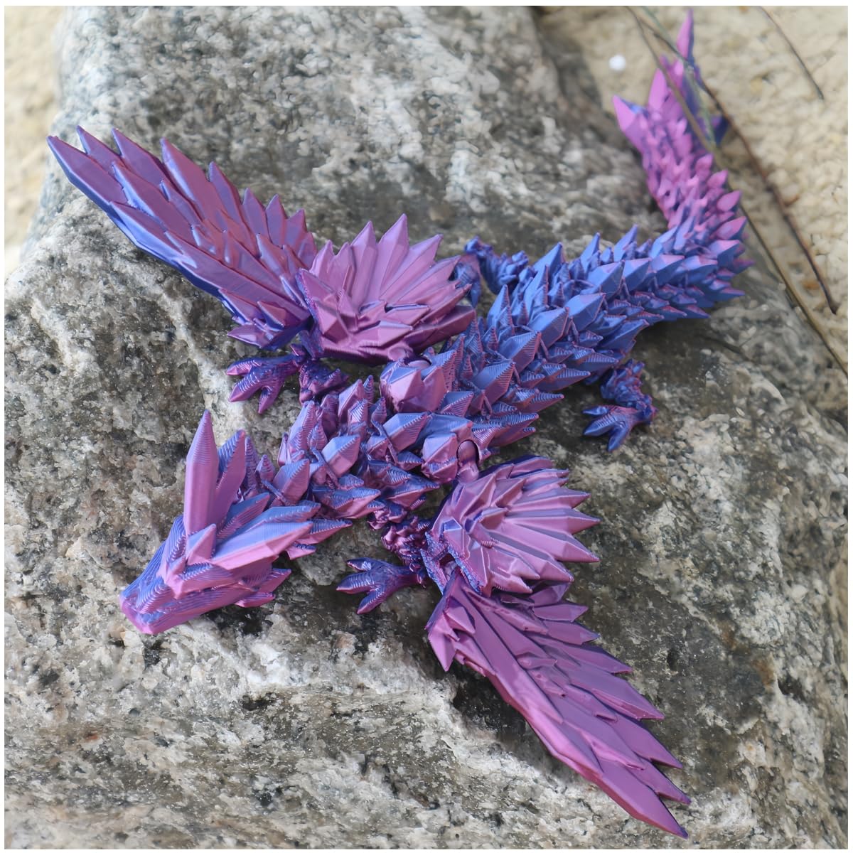 3D Printed Dragon, 3D Printed Flexible Articulated Wings Dragon, Crystal Dragon, Fidget Toys for Autism/ADHD