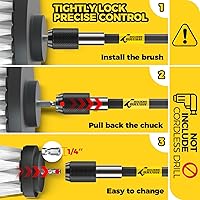 Vista 6 de Holikme - Juego de 6 puntas de cepillo para taladro, cepillo de limpieza de potencia con accesorio largo extendido, juego de cepillos de limpieza