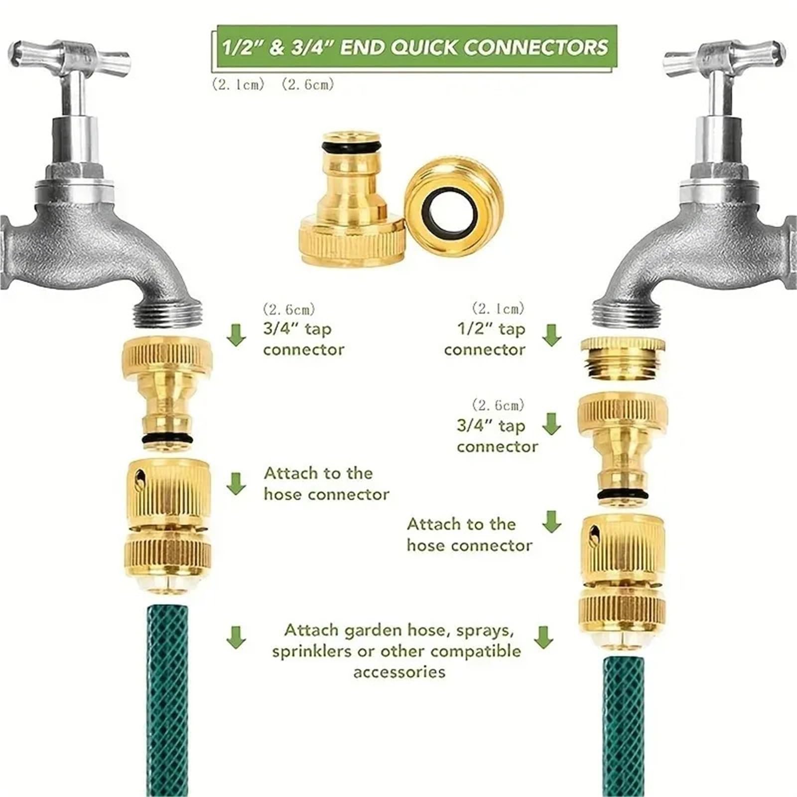 Kit connettore rapido for Tubo da Giardino in Metallo Raccordi for rubinetti da 1/2 e 3/4 Pollici(Three Sets)